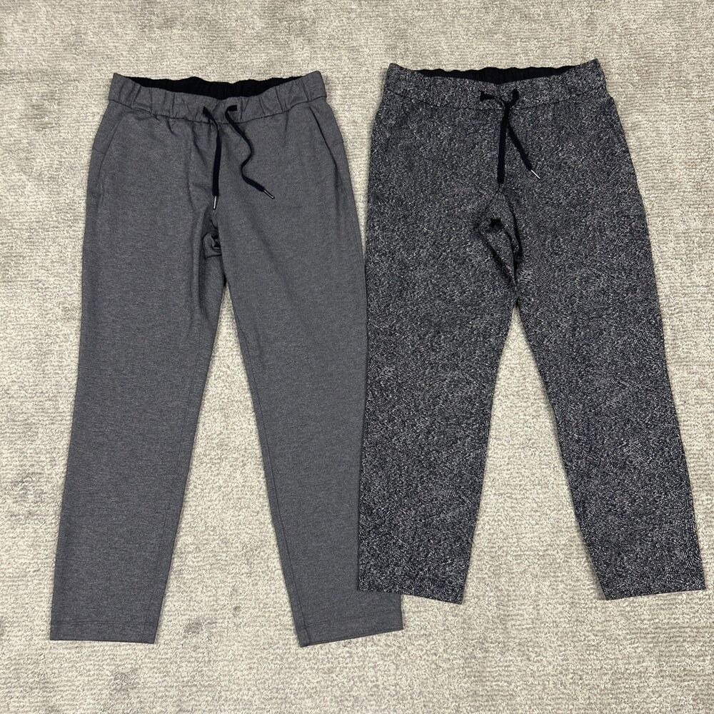 Lululemon On the Fly Pants Womens 8 Jacquard Black White Gray Pockets Pull On